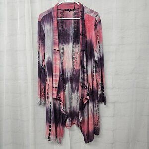 Coin 1804 Cardigan Jacket Tie Dye Grunge Festival Purple Black Jersey 2X